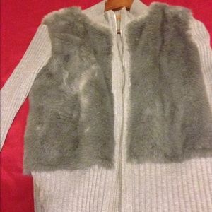 Cozy fake fur long sleeve shirt/ light sweater